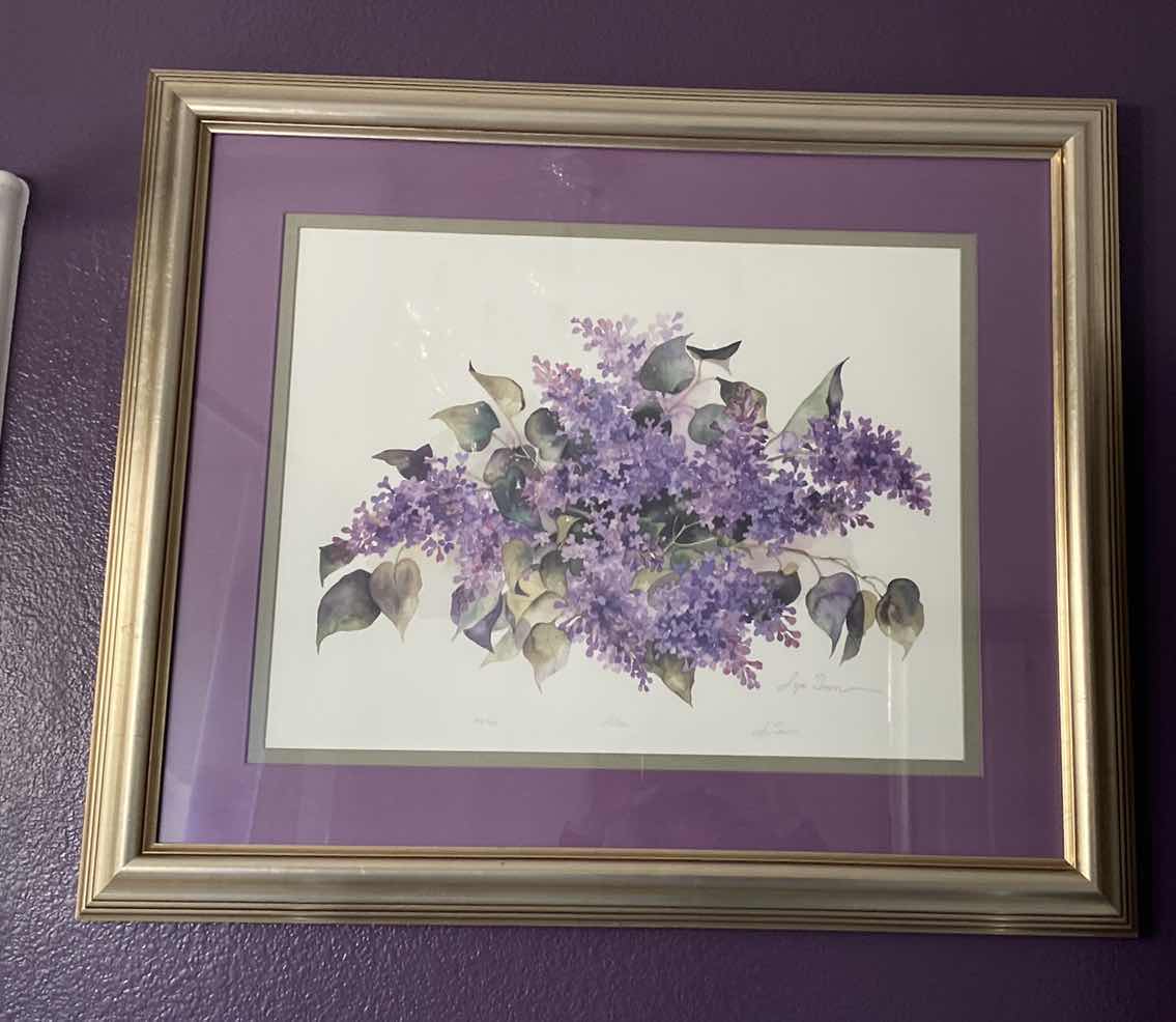 Photo 1 of FRAMED WATERCOLOR FLORAL SIGNED LYN SNOW 706/950 ARTWORK 27 1/2“ x 32 1/2“