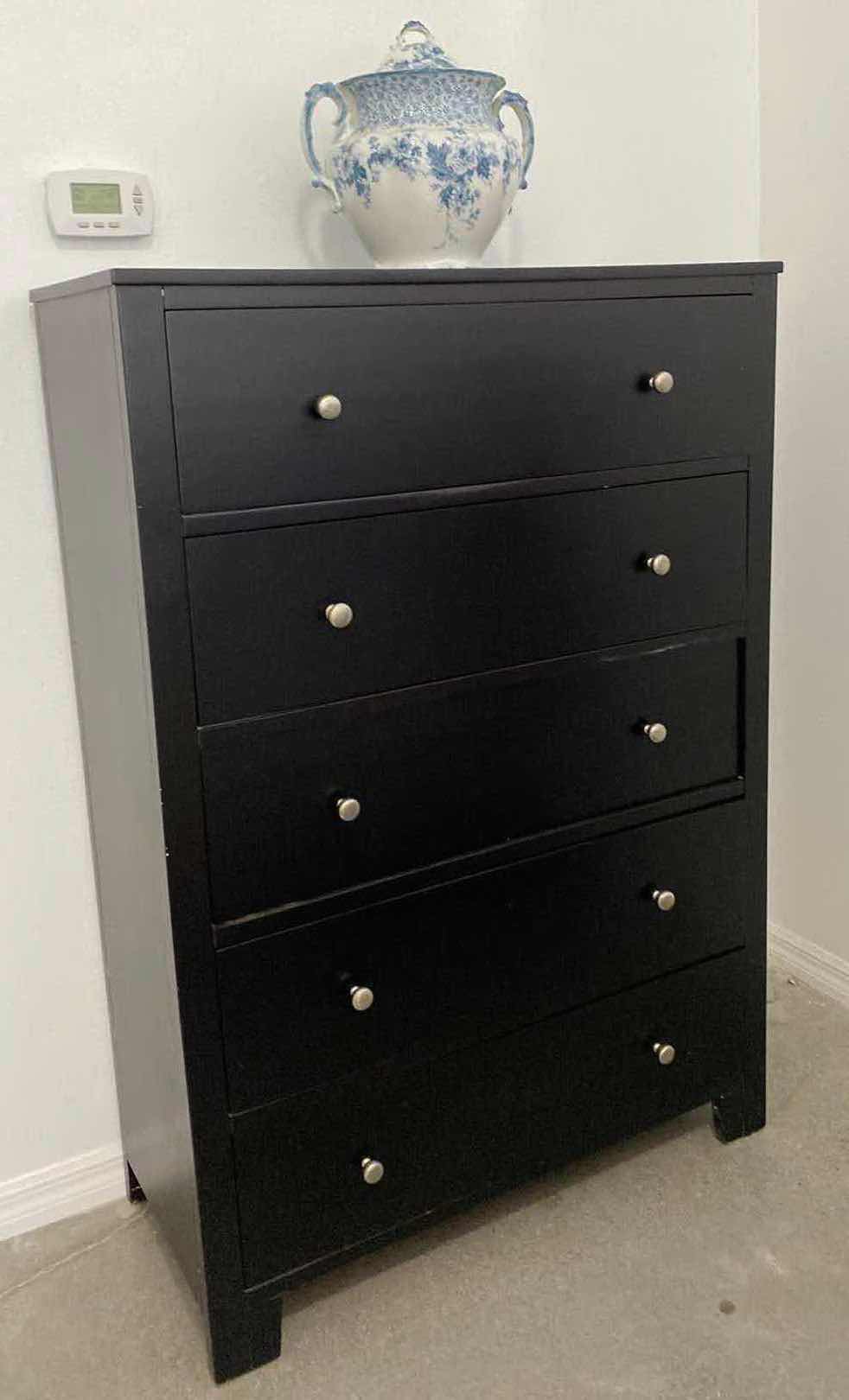 Photo 1 of BLACK TALL 5 DRAWER CHEST DOVETAIL CONSTRUCTION 38” x 18” H 55”