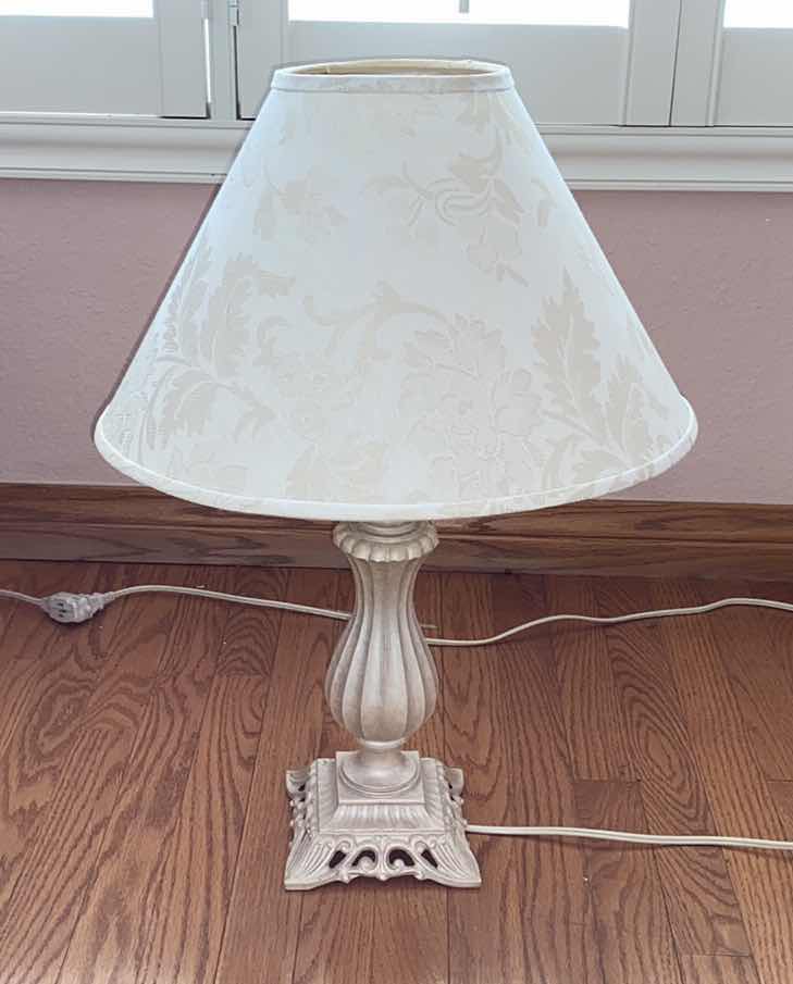 Photo 1 of METAL TABLE LAMP WITH FABRIC SHADE H 24”