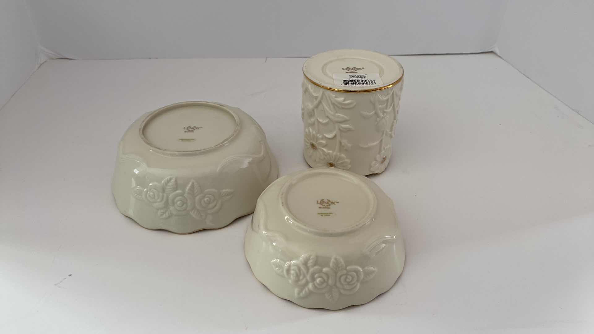 Photo 4 of 3-PIECES LENOX BOWLS LARGEST 5 1/2” x 2” AND CANDLE HOLDER