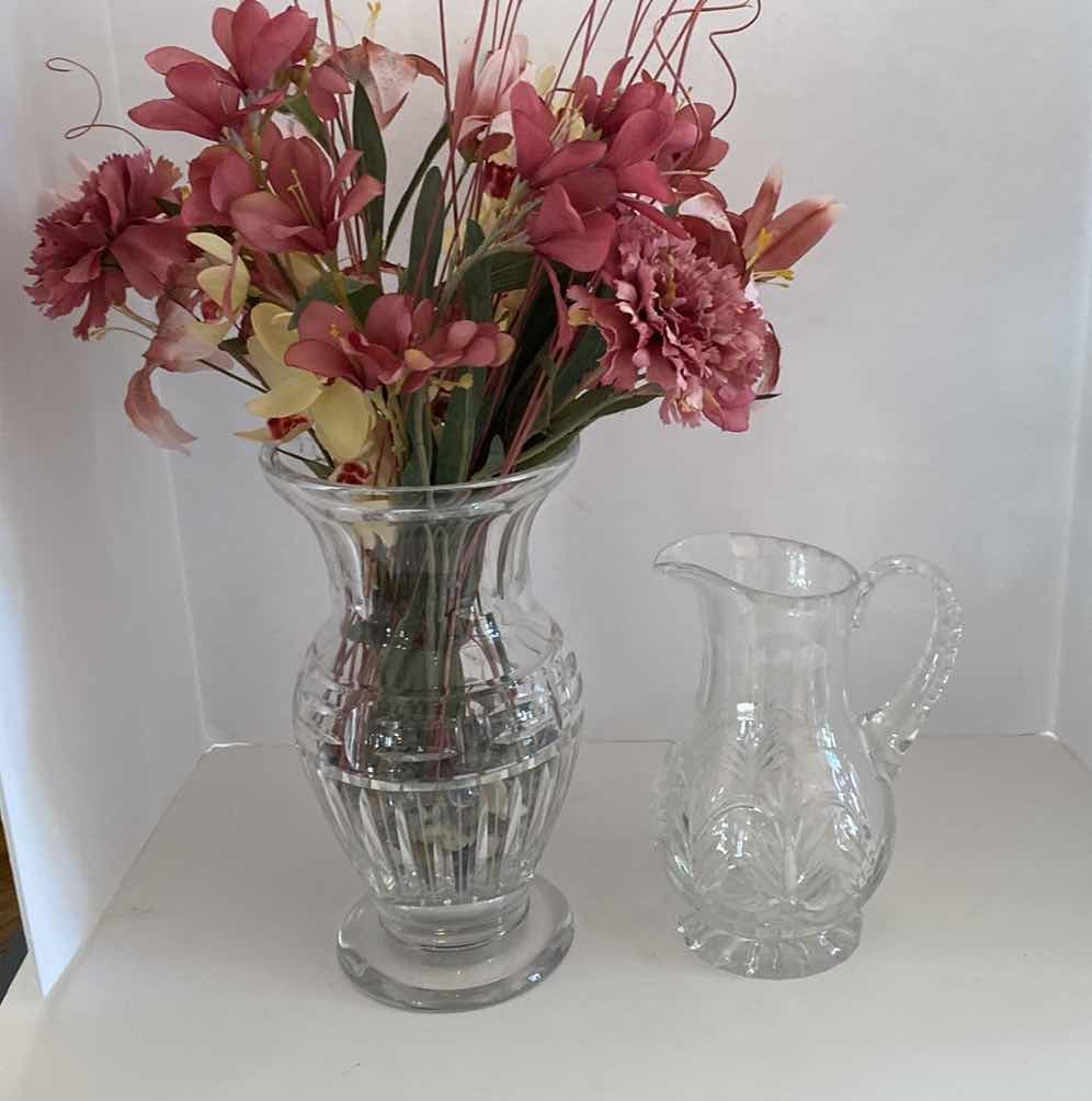 Photo 1 of CUT GLASS VASE H 12” AND PITCHER