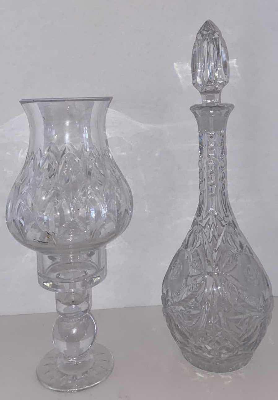Photo 1 of CRYSTAL DECANTER H 16” AND CANDLESTICK H 12.5”