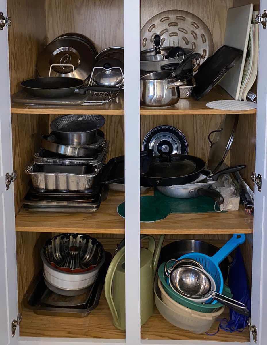 Photo 1 of CONTENTS OF KITCHEN CABINET POTS AND PANS AND MORE