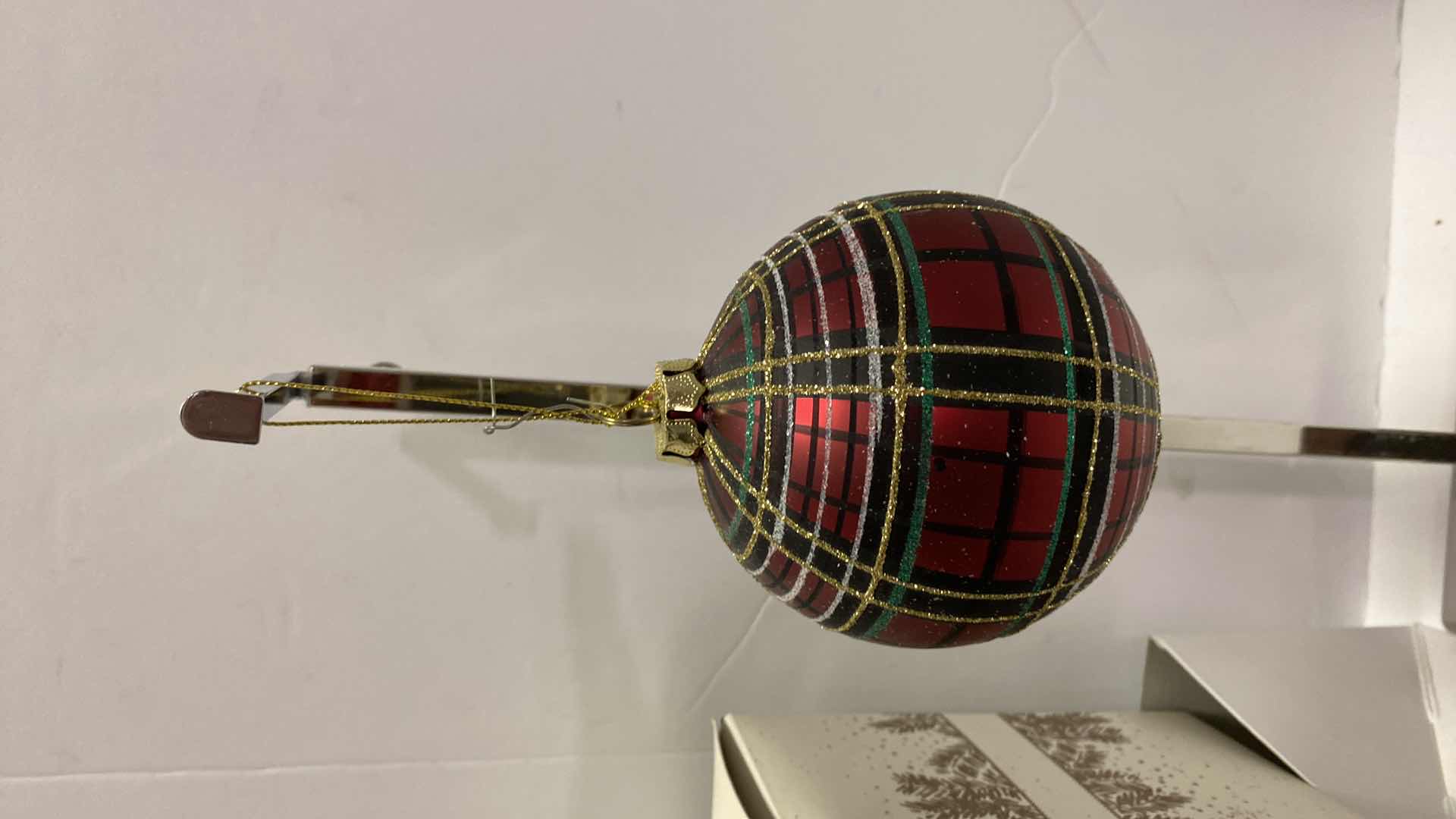 Photo 2 of 7 GLASS PLAID TRIMSETTER CHRISTMAS ORNAMENTS FROM DILLARDS 4” NOT INCLUDING  STRING