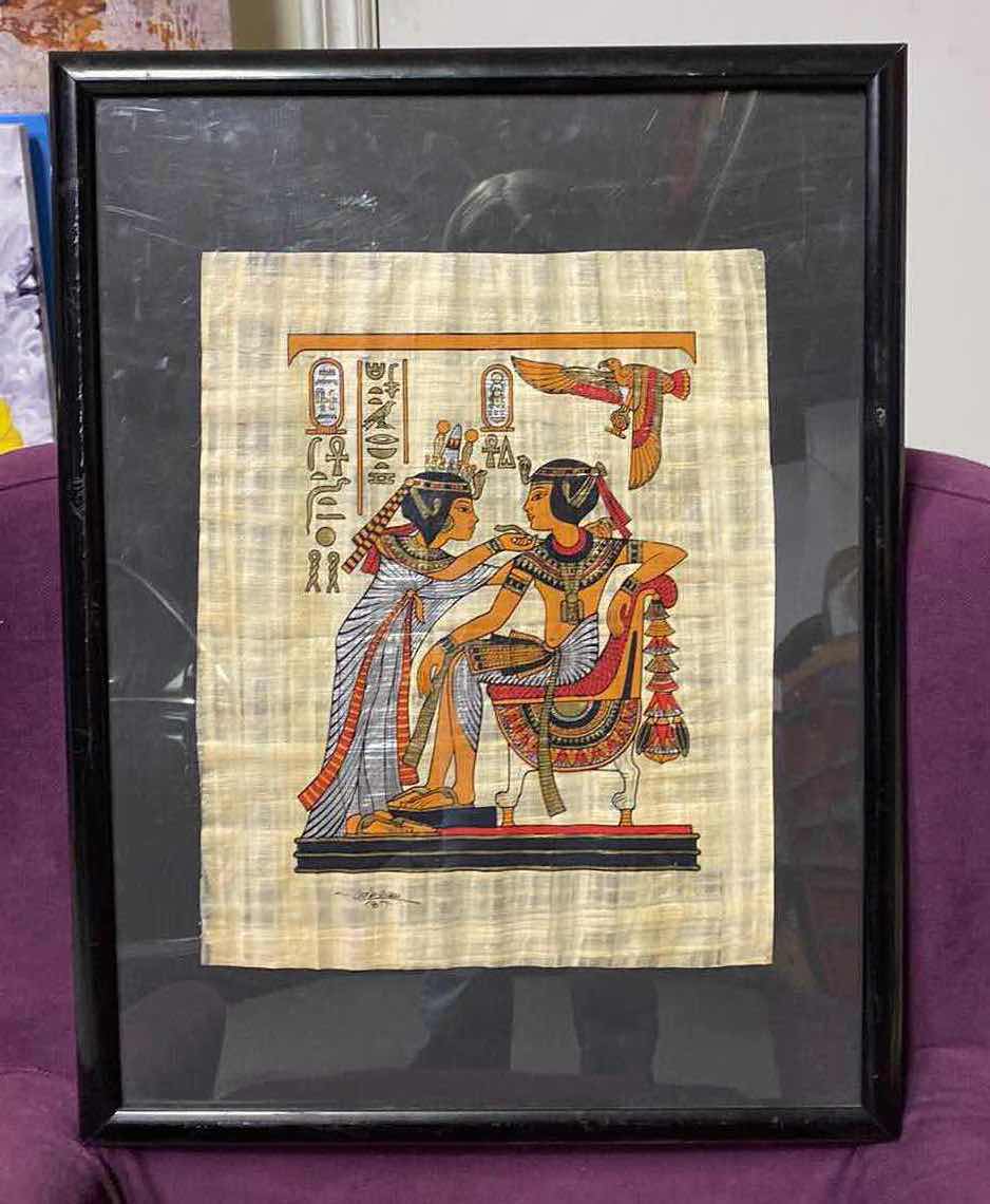 Photo 1 of FRAMED EGYPTIAN PAPYRUS ARTWORK 19” x 25”
