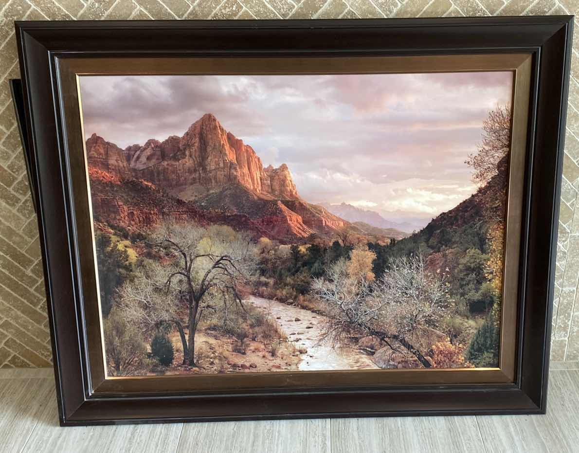 Photo 1 of RESIN FRAMED ZION NATIONAL PARK LANDSCAPE ARTWORK 59” x 47”