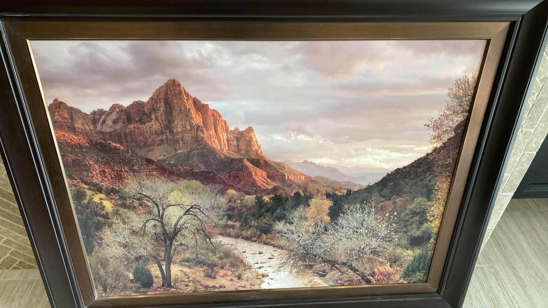 Photo 2 of RESIN FRAMED ZION NATIONAL PARK LANDSCAPE ARTWORK 59” x 47”