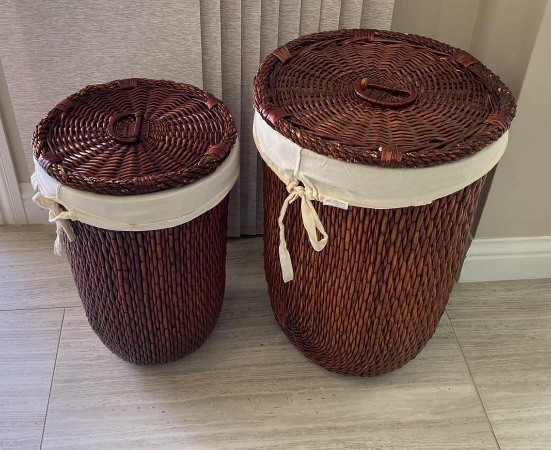 Photo 1 of PAIR OF WICKER LAUNDRY HAMPERS