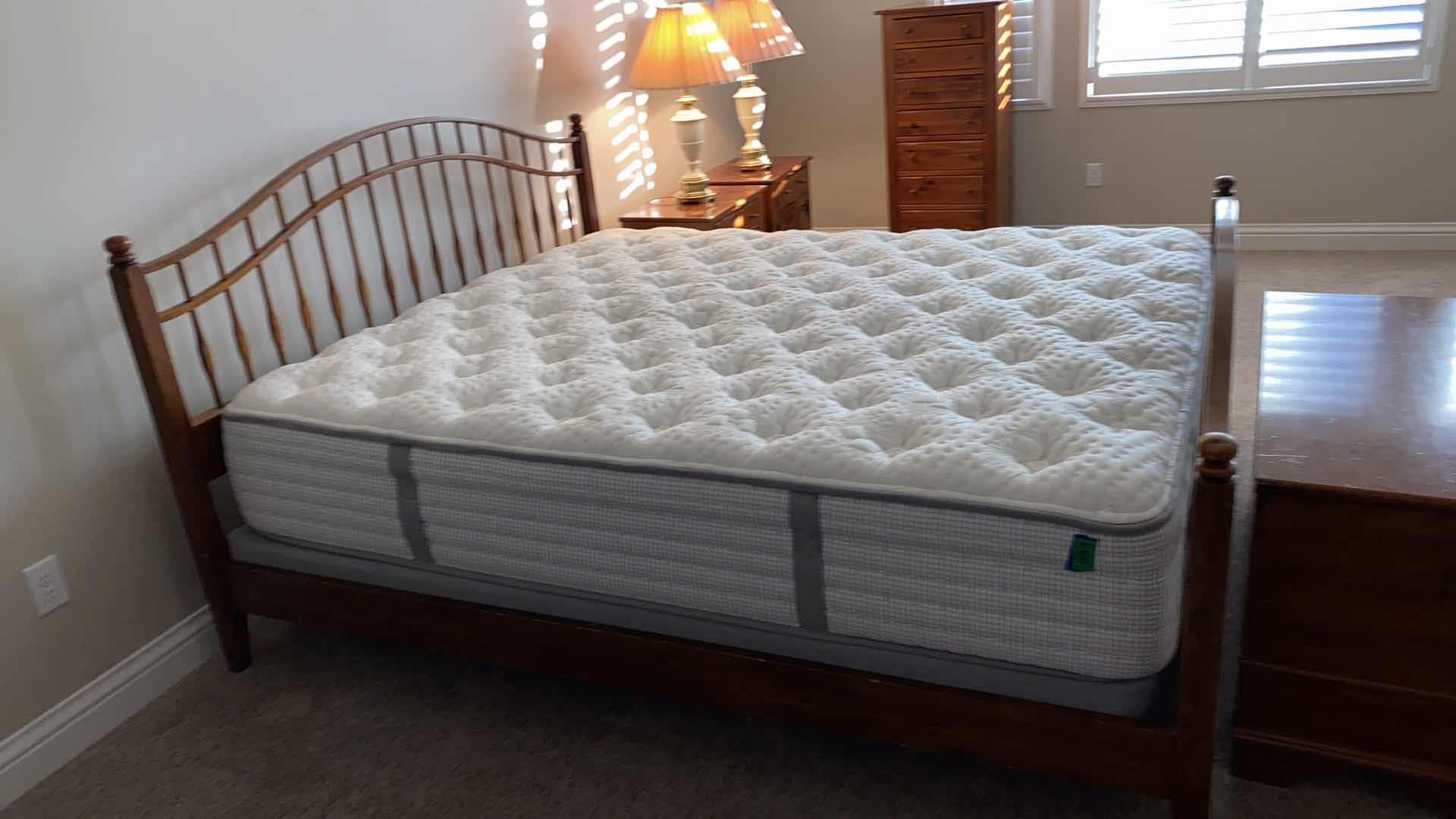 Photo 3 of MID CENTURY MODERN ETHAN ALLEN PINE CAL KING BED AND RAILS  88“ x 78“- MATTRESS  AND MORE SOLD SEPARATELY