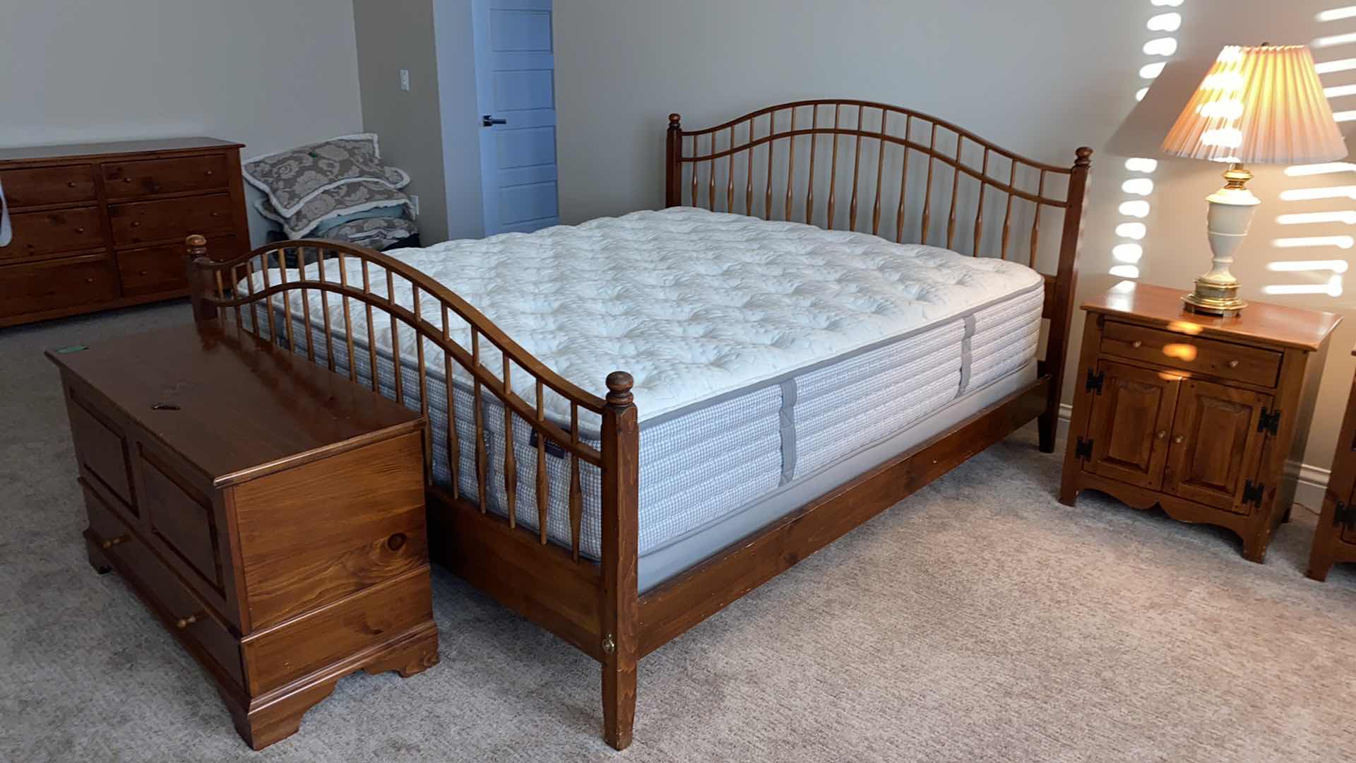 Photo 1 of MID CENTURY MODERN ETHAN ALLEN PINE CAL KING BED AND RAILS  88“ x 78“- MATTRESS  AND MORE SOLD SEPARATELY