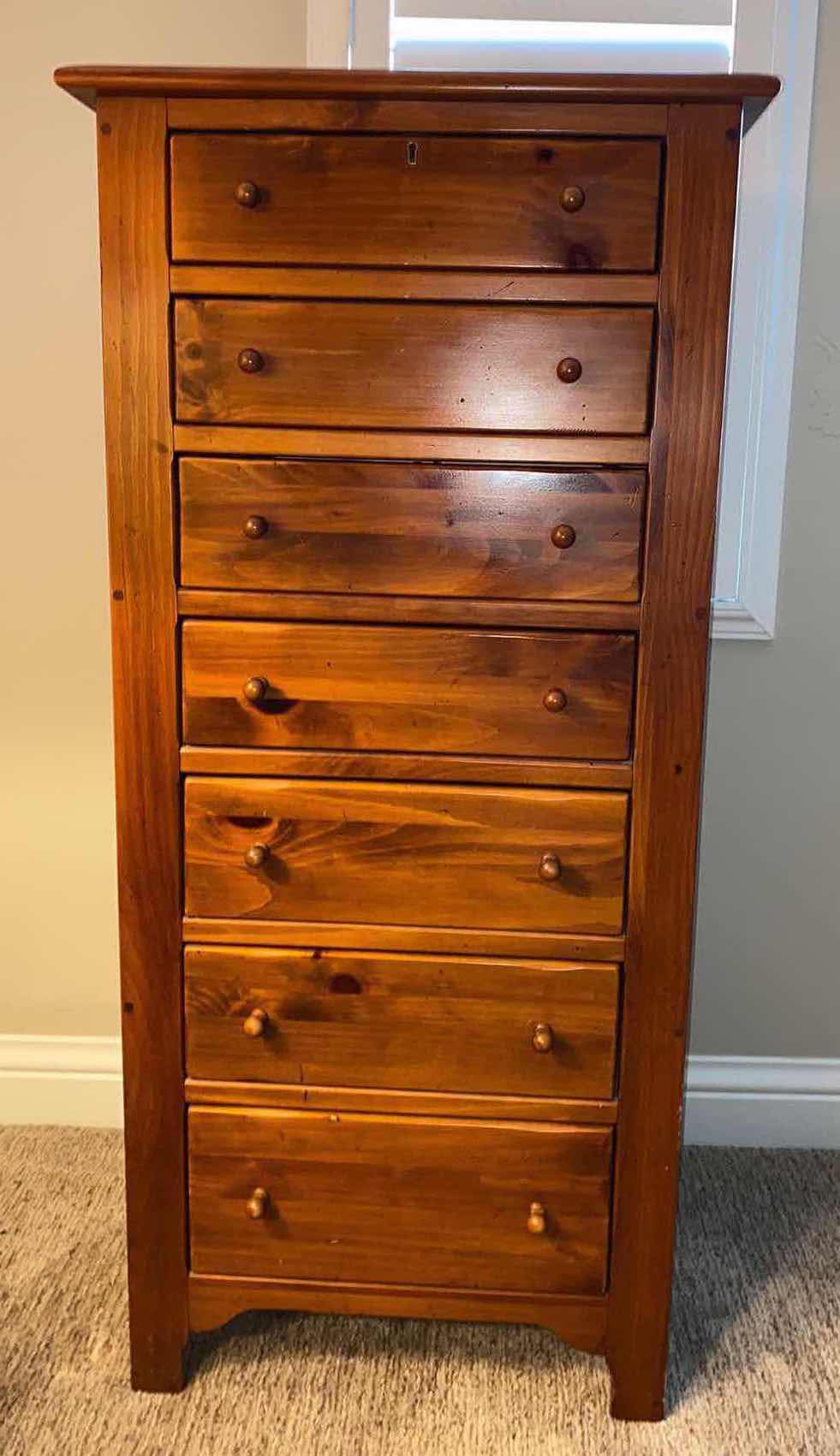 Photo 1 of MID CENTURY MODERN ETHAN ALLEN PINE 7 DRAWER CHEST - SOME SCRATCHES 24“ x 17 1/2“ H 51 1/2”