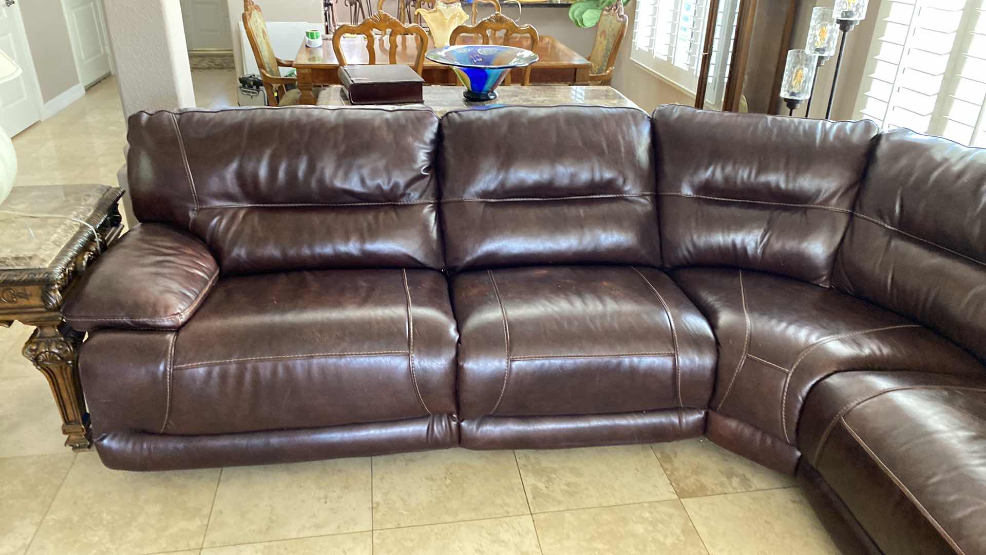 Photo 3 of BONDED LEATHER POWER RECLINER SECTIONAL 115“ x 144”