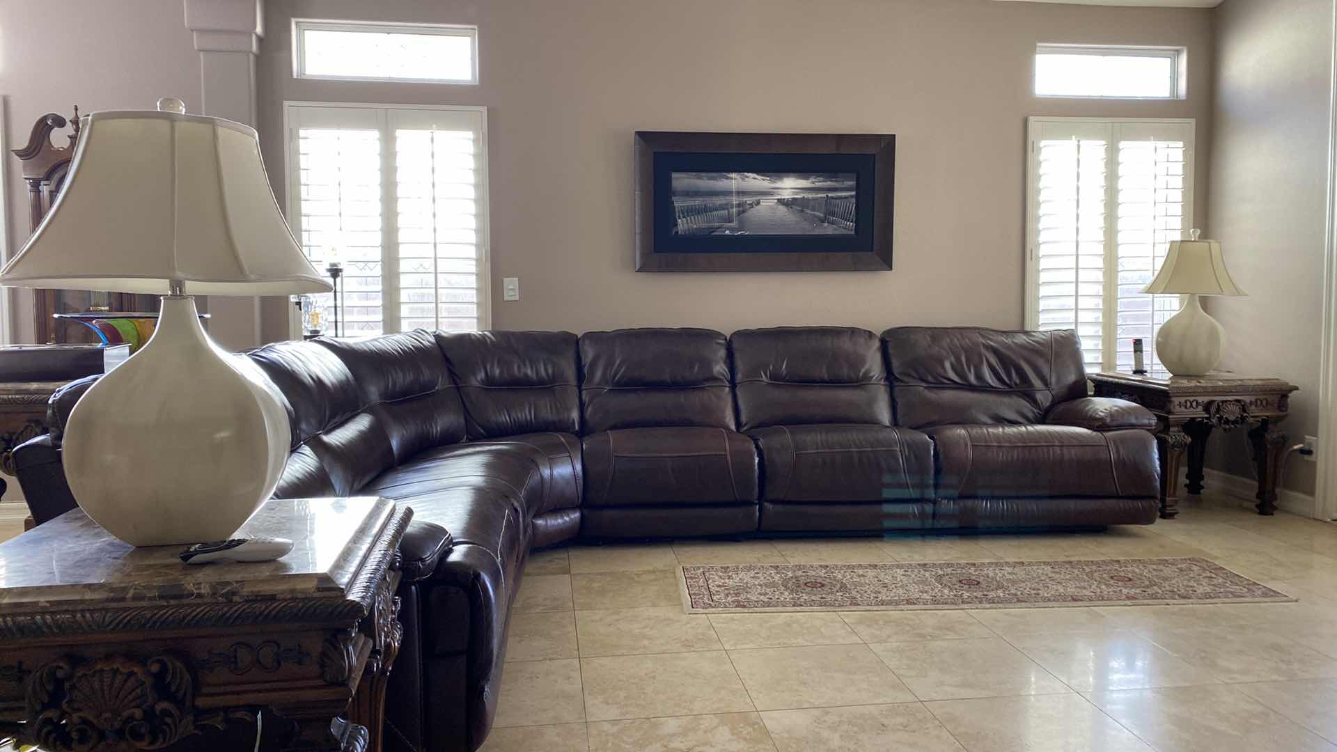 Photo 1 of BONDED LEATHER POWER RECLINER SECTIONAL 115“ x 144”