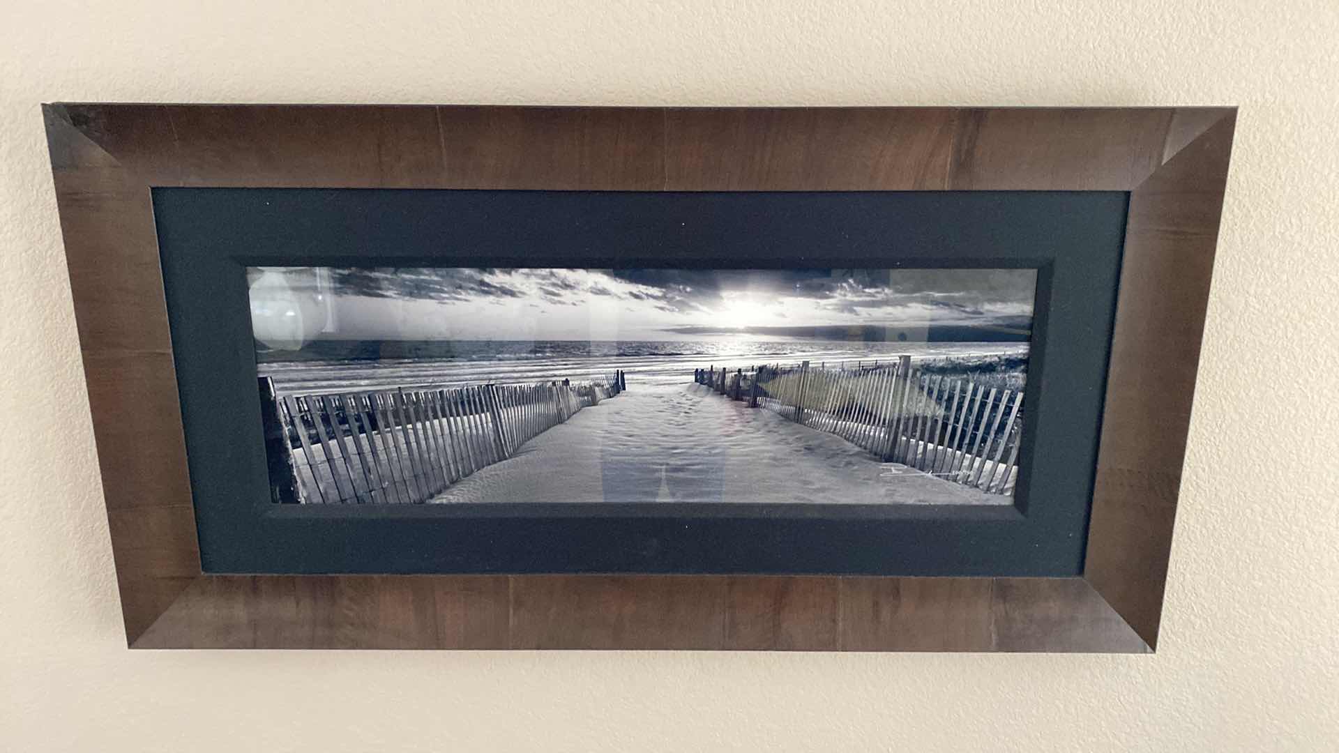Photo 2 of GALLERY FRAMED SIGNED PETER LIK BLACK/WHITE BEACH SCENE 200/950 ARTWORK 56” x 29” including frame, coa not available