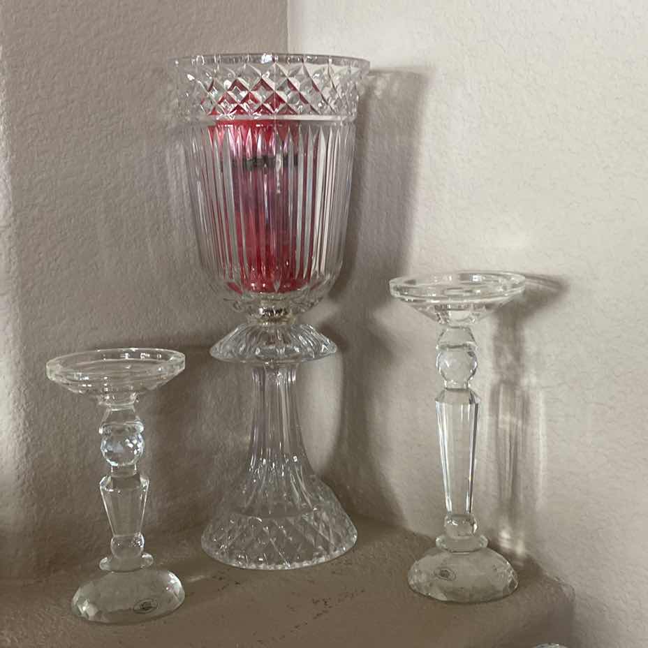 Photo 3 of CRYSTAL CANDLE HOLDERS AND CROSS TALLEST 16”