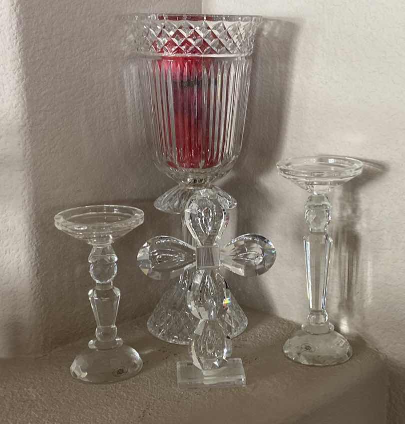 Photo 1 of CRYSTAL CANDLE HOLDERS AND CROSS TALLEST 16”