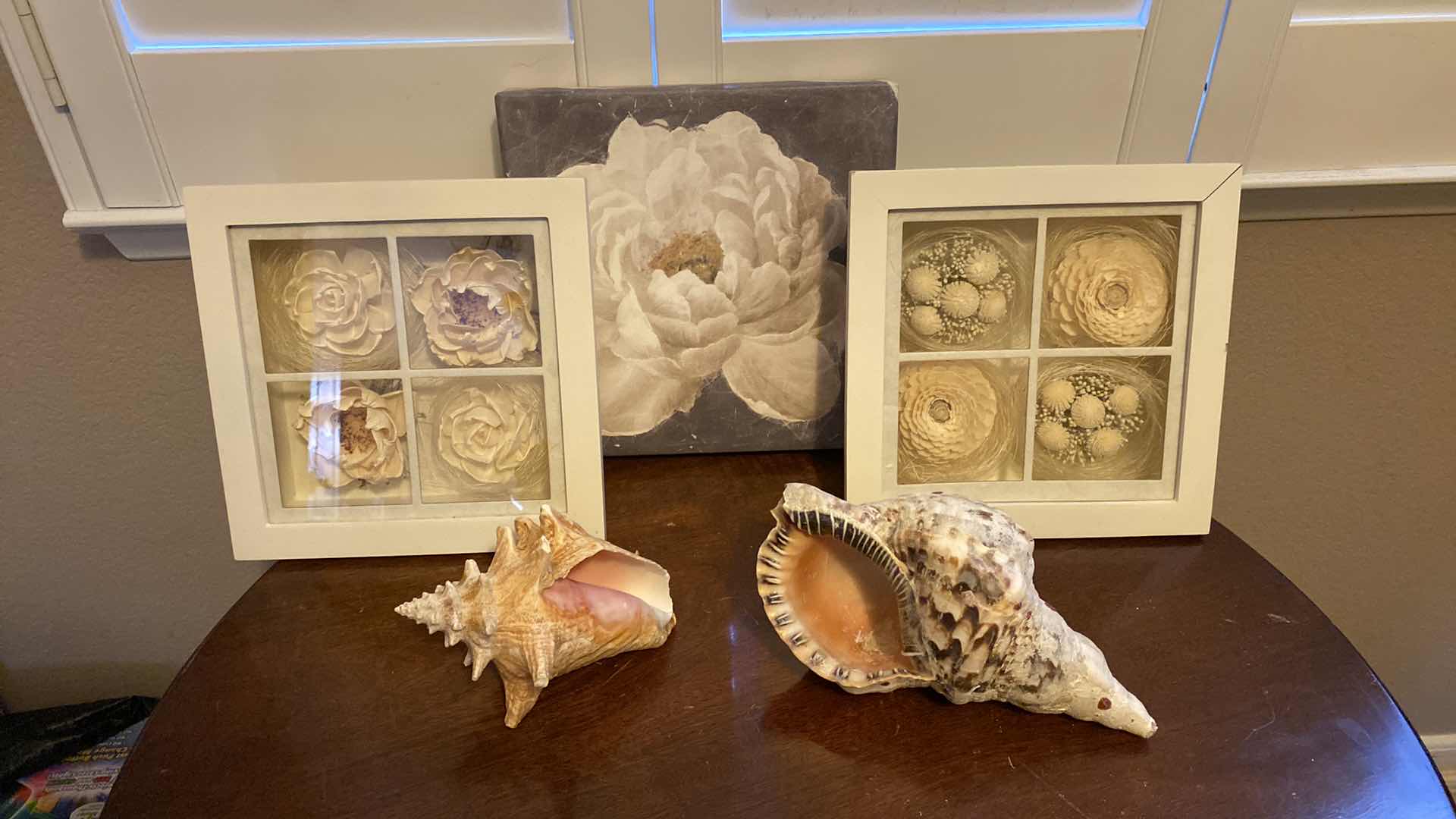 Photo 2 of PAIR OF SHADOW BOXES 9” x 9” FLORAL ARTWORK 10“ x 10“ AND MORE