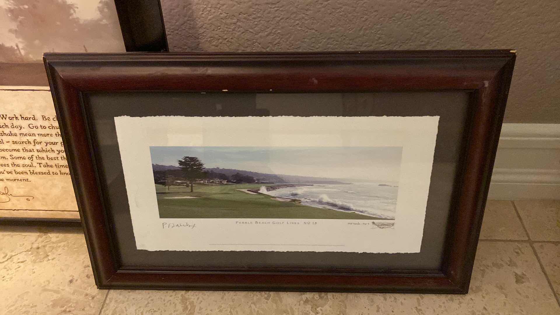 Photo 3 of FRAMED LIVING LIFE ARTWORK 18” x 22” AND PEBBLE BEACH ARTWORK 15“ x 10“ AND MORE