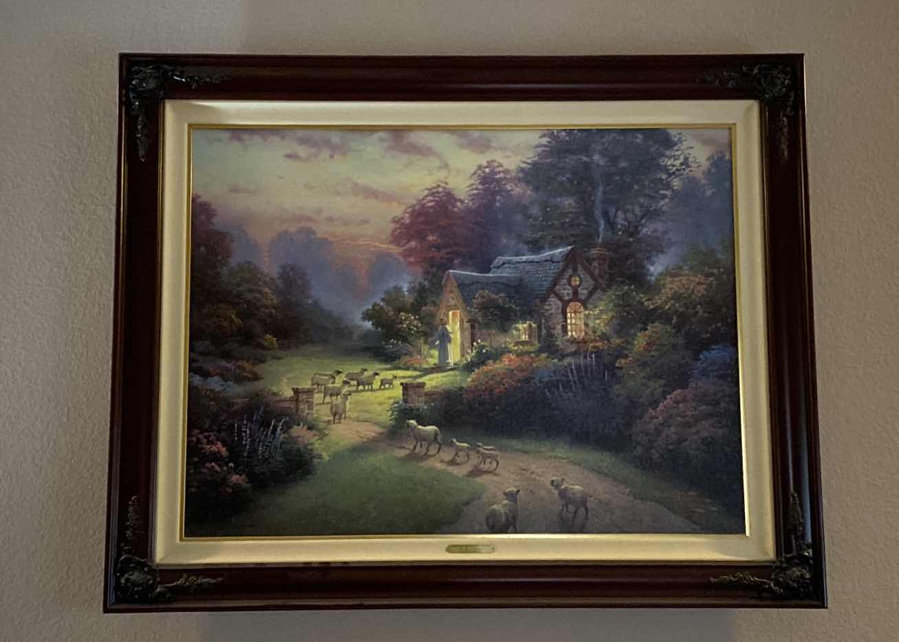 Photo 1 of $2161 FRAMED THOMAS KINKADE PUBLISHER PROOF LITHOGRAPH ON CANVAS 34/530 “THE GOOD SHEPHERDS COTTAGE” 33 1/2” x 42”.