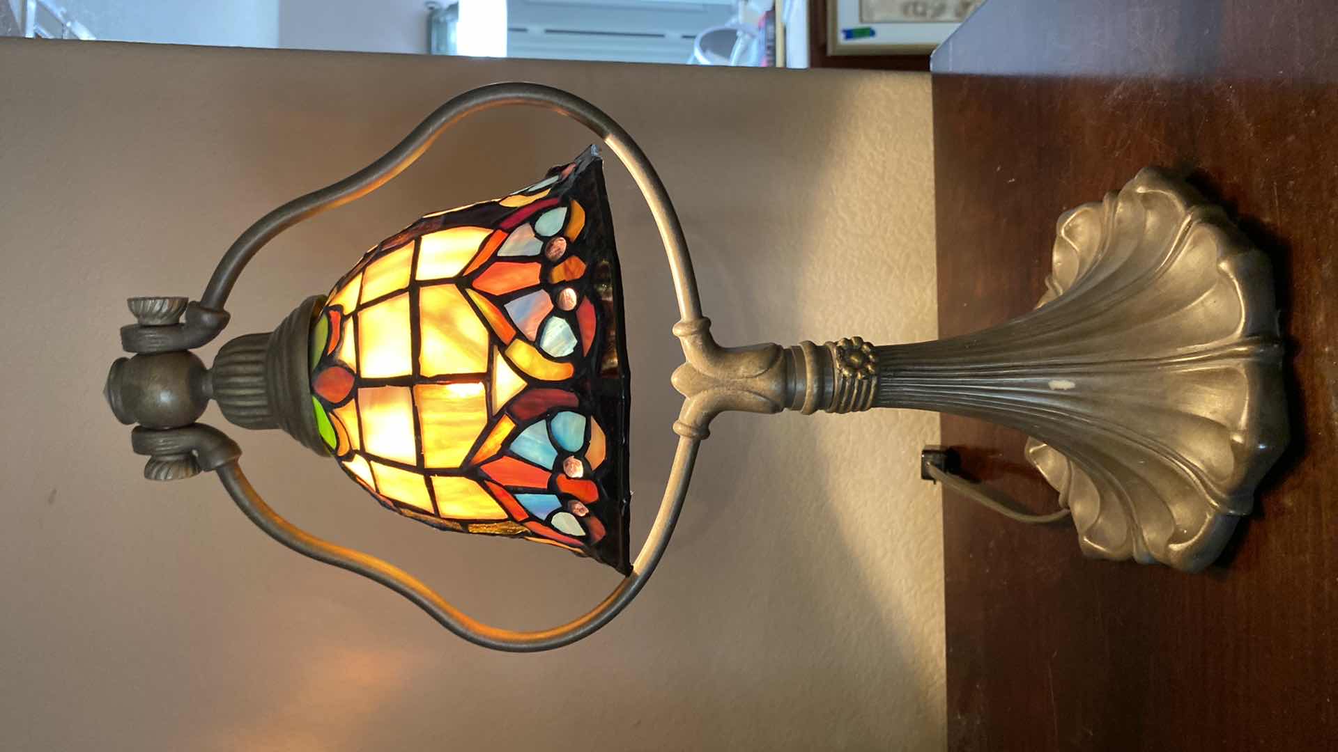 Photo 1 of STAINED GLASS BELL LAMP H 19”