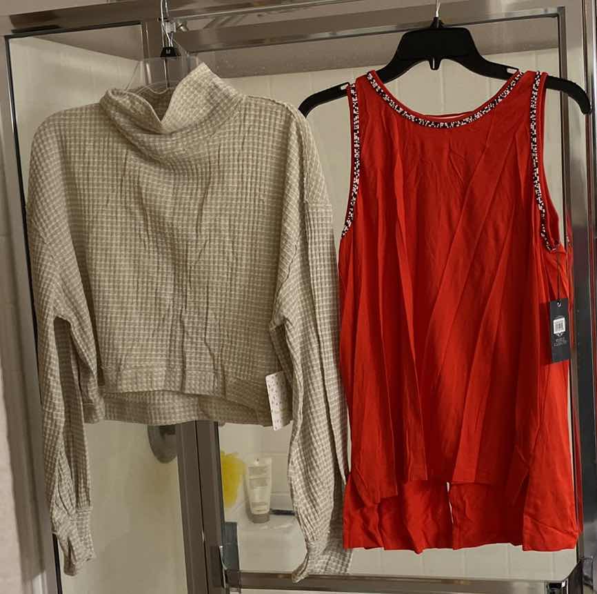 Photo 1 of $138 WOMENS NEW WITH TAGS LARGE FREE PEOPLE SHIRT & VINCE CAMUTO RED SHIRT
