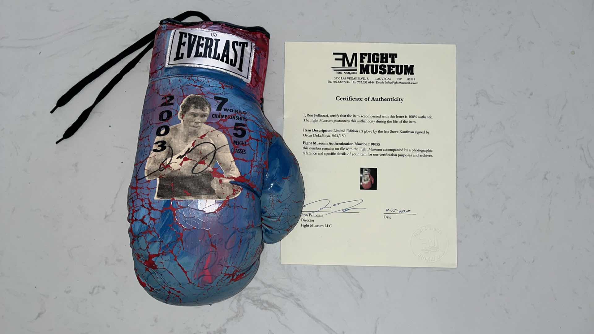 Photo 6 of LIMITED EDITION ART GLOVE BY LATE STEVE KAUFMAN SIGNED BY OSCAR DELAHOYA #63/150