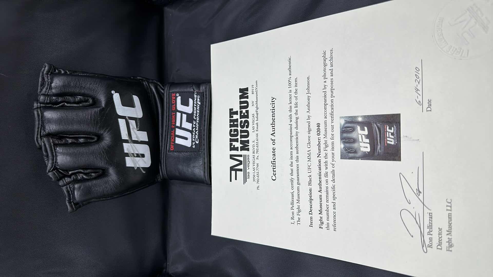 Photo 1 of ANTHONY JOHNSON SIGNED UFC GLOVE W COA