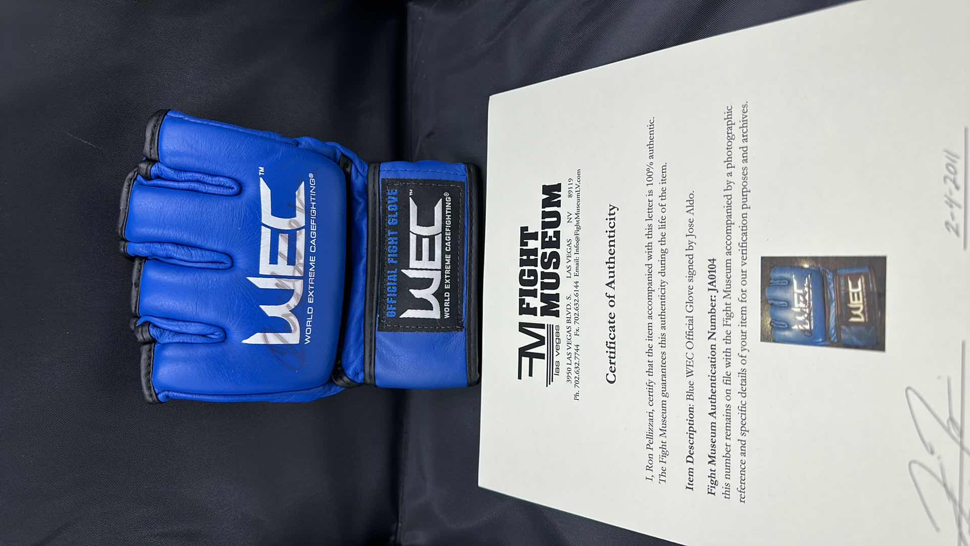 Photo 1 of JOSE ALDO SIGNED WEC GLOVE W COA