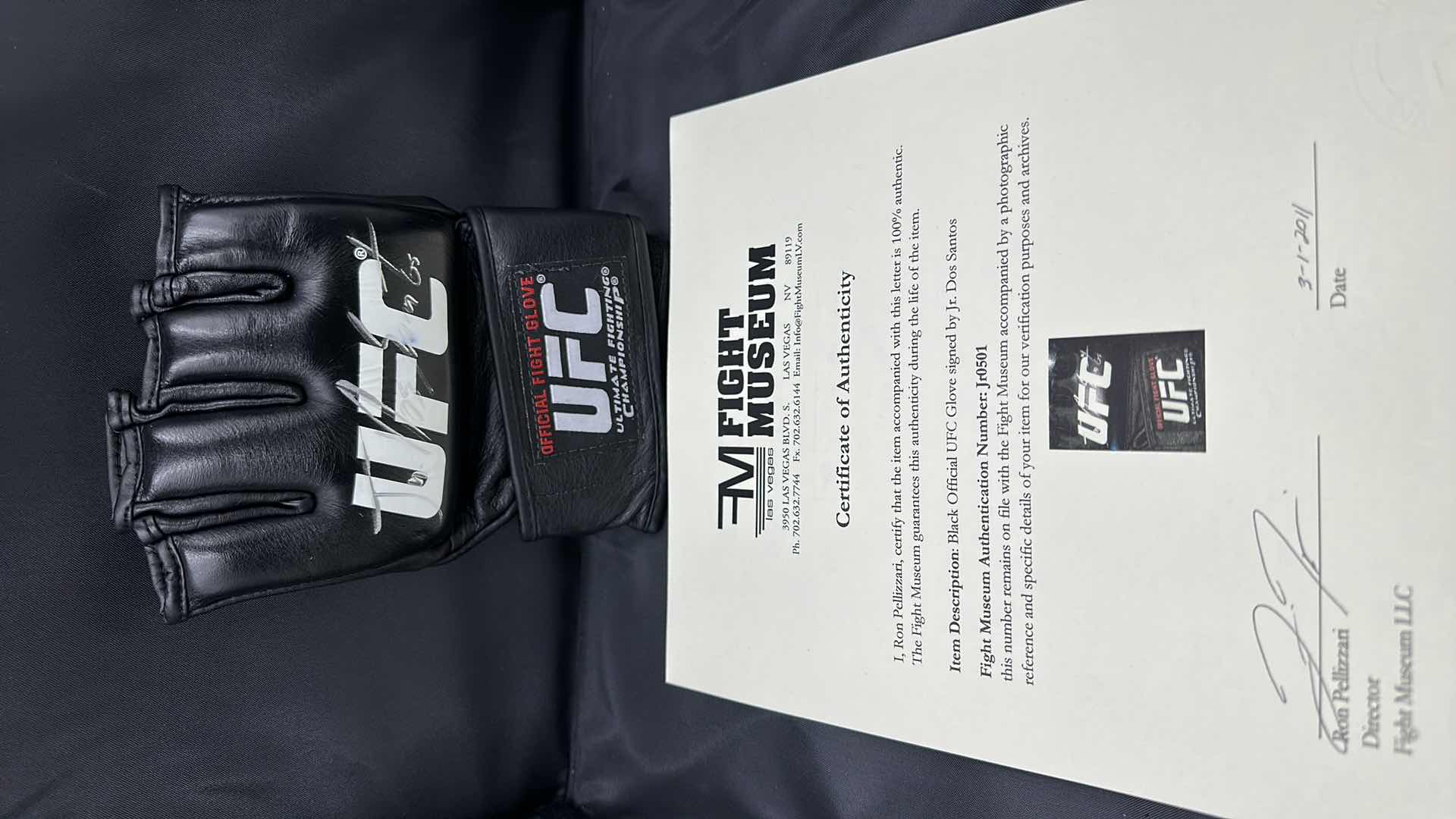 Photo 1 of JR. DOS SANTOS SIGNED UFC GLOVE W COA