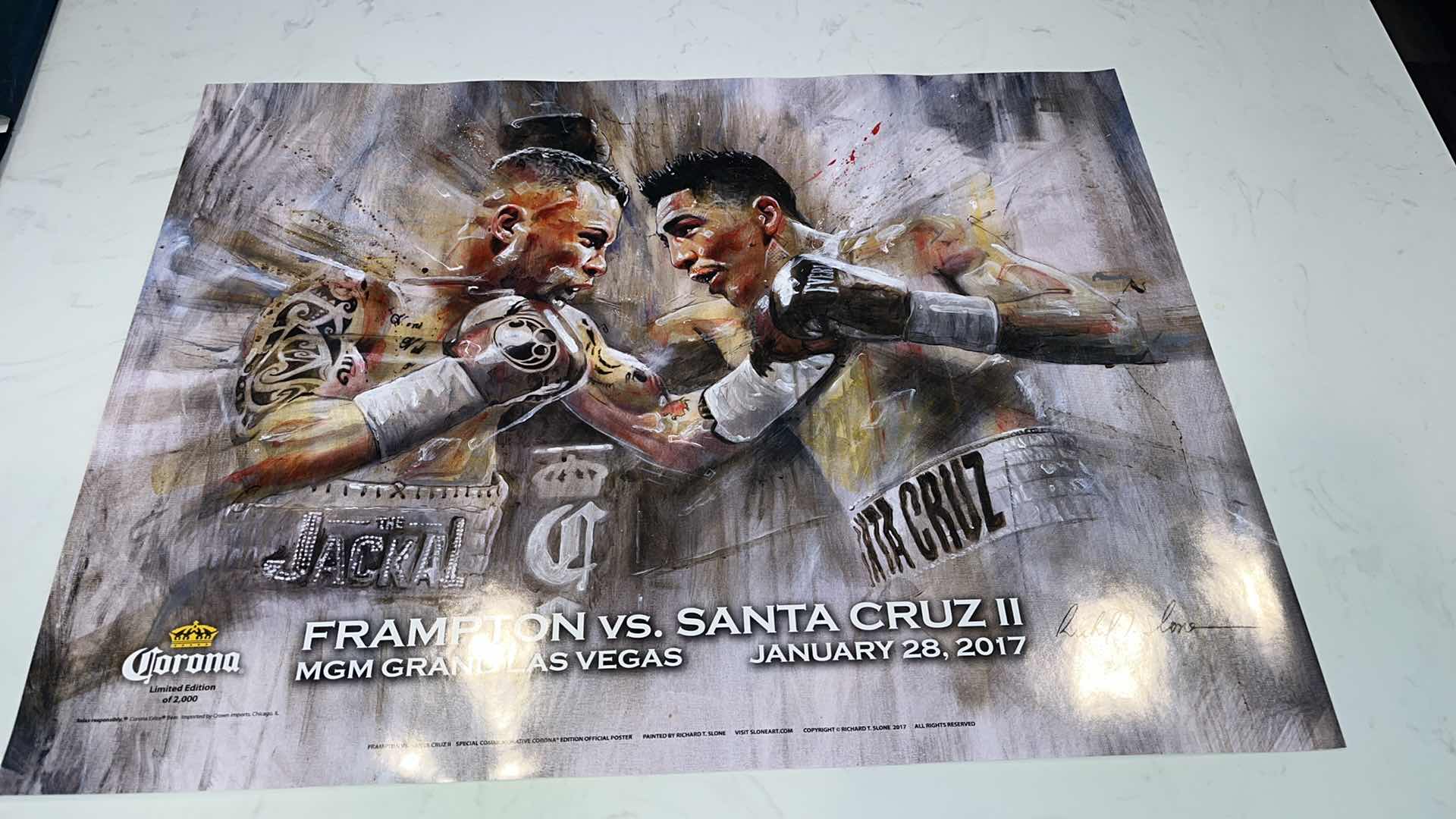 Photo 1 of FRAMPTON VS SANRA CRUZ II FIGHT POSTER W18IN H2FT