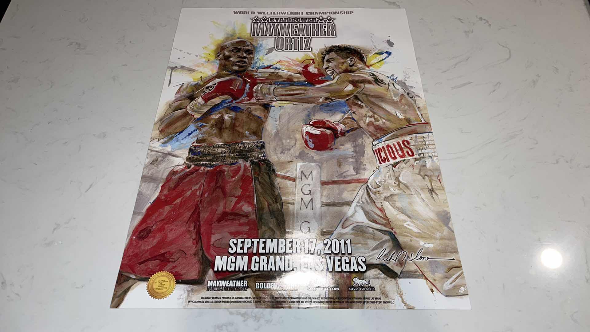 Photo 1 of MAYWEATHER VS ORTIZ LIMITED EDITION FIGHT POSTER W 18IN H 2FT