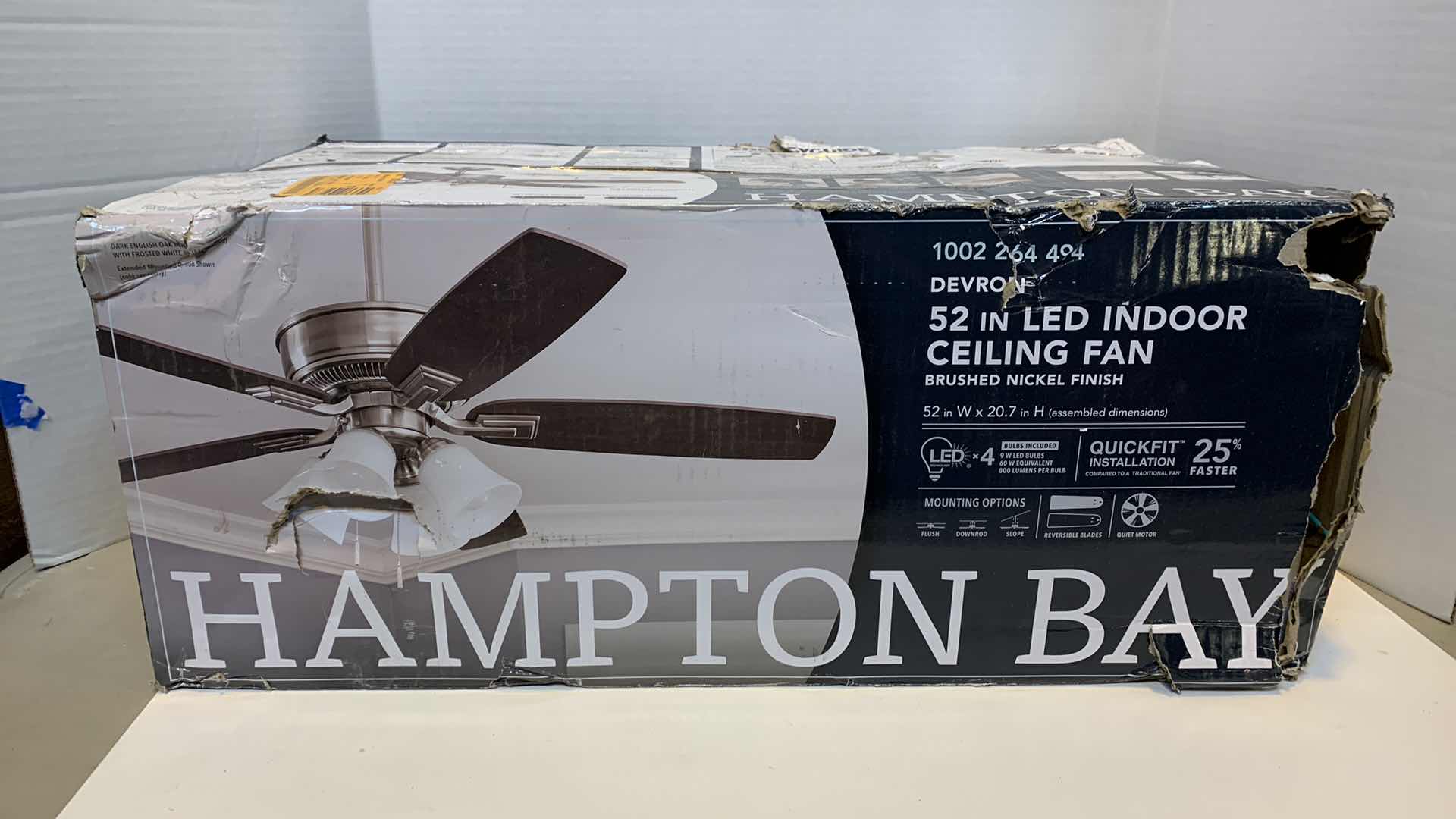 Photo 1 of HAMPTON BAY DEVRON 52” LED INDOOR CEILING FAN 1002 264 494