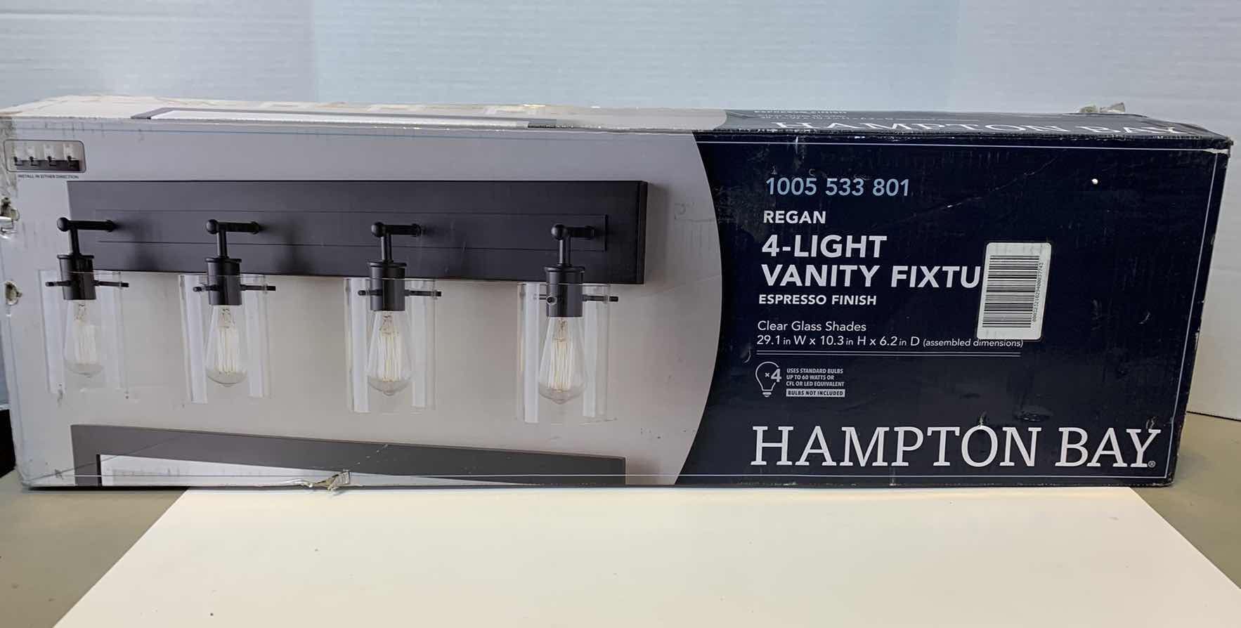 Photo 1 of HAMPTON BAY REGAN 4 LIGHT VANITY FIXTURE ESPRESSO FINISH 1005 533 801