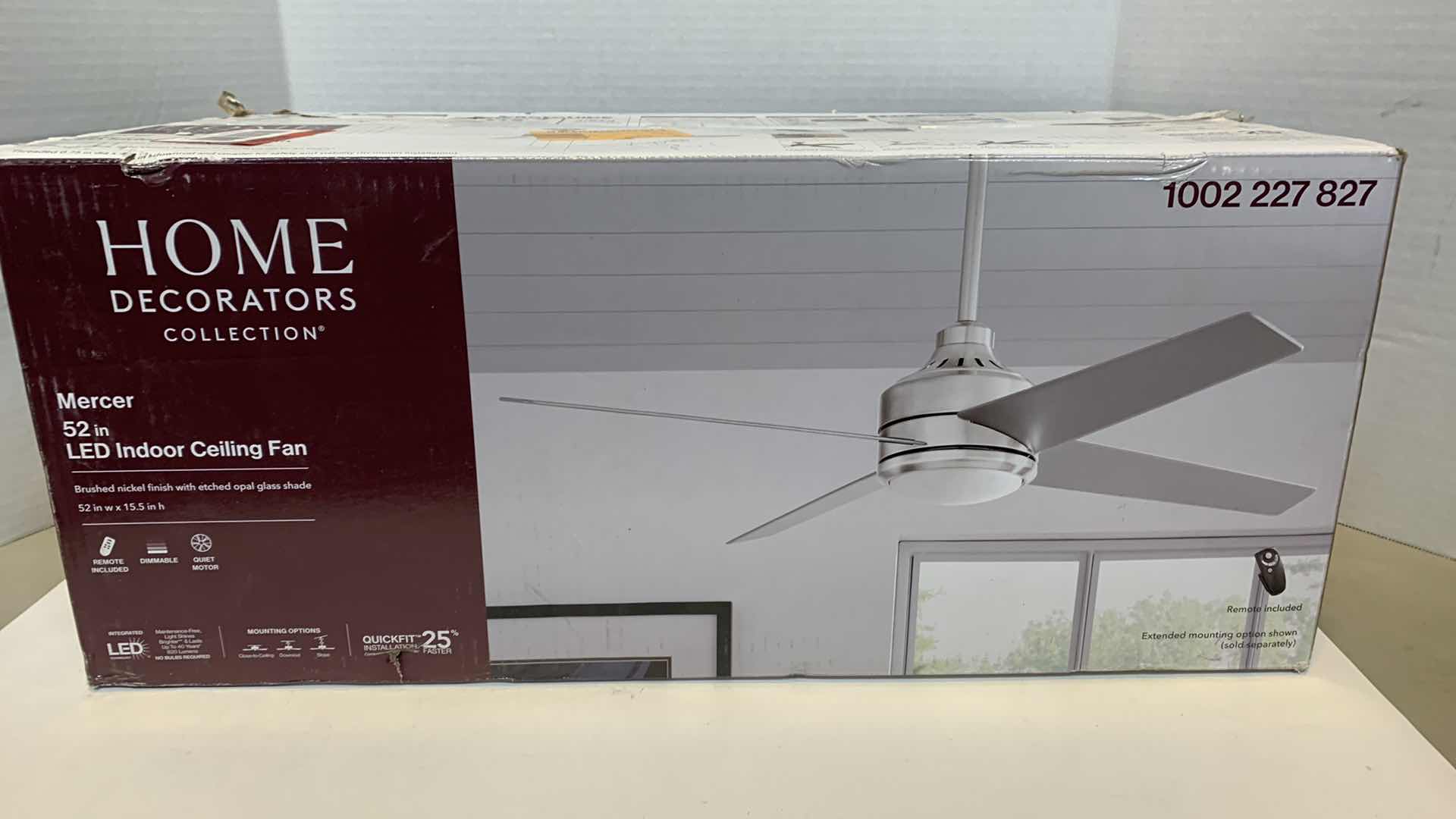 Photo 1 of HOME DECORATORS COLLECTION MERCER 52” LED AND INDOOR CEILING FAN 1002 227 827