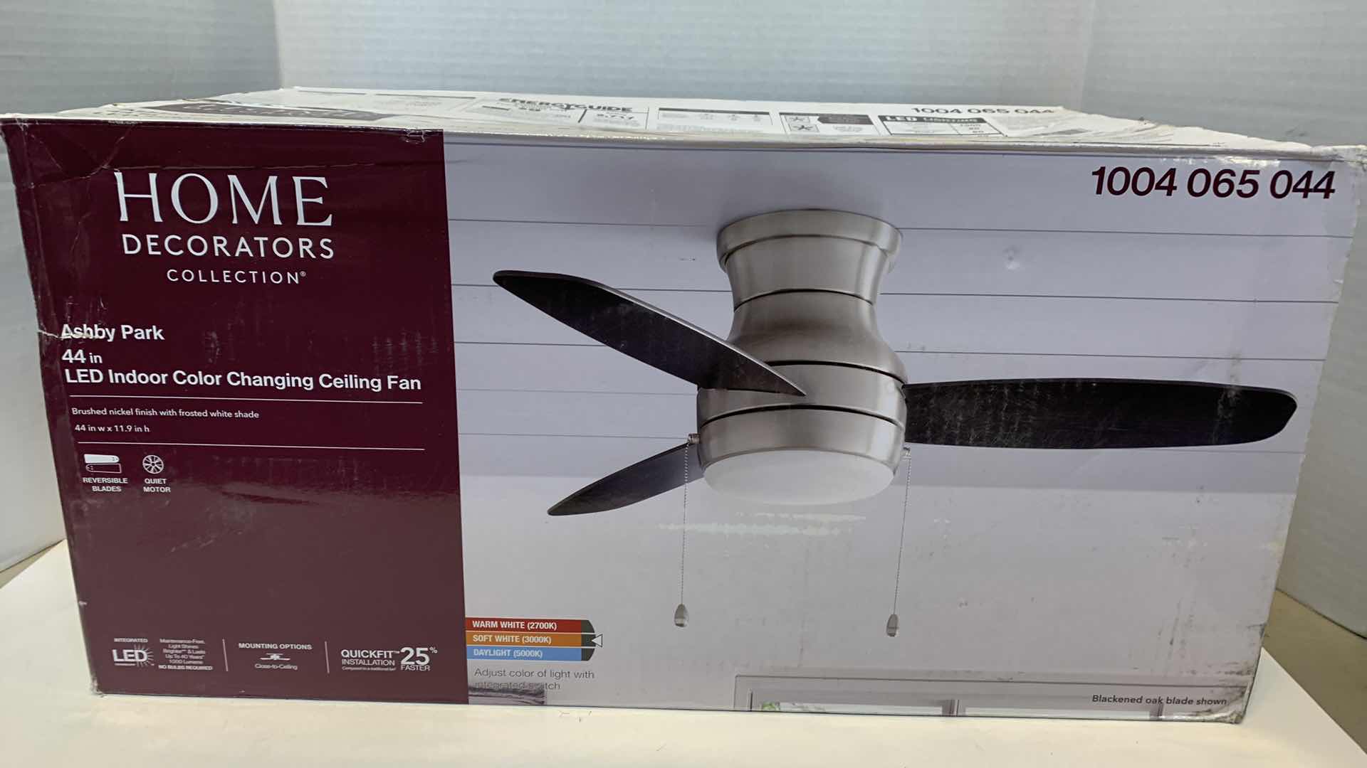 Photo 1 of HOME DECORATORS COLLECTION ASHBY 44” LED INDOOR COLOR CHANGING CEILING FAN 1004 065 044