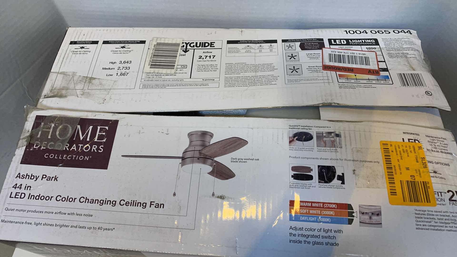 Photo 2 of HOME DECORATORS COLLECTION ASHBY PARK 44” LED INDOOR LIGHT CHANGING CEILING FAN 1004 065 044