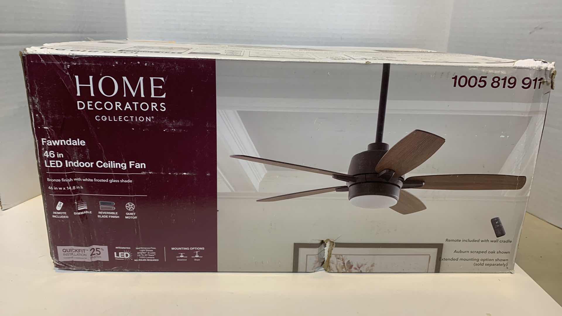 Photo 1 of HOME DECORATORS COLLECTION FAWNDALE 46” INDOOR LED CEILING FAN 1005 819 911