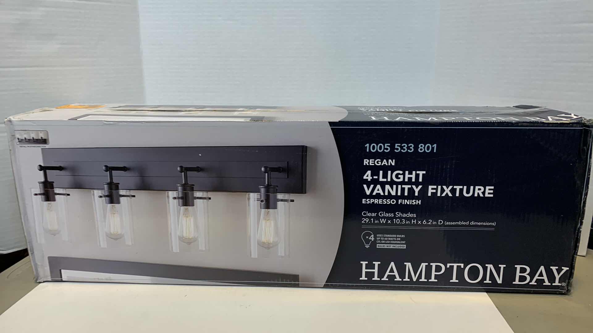 Photo 1 of HAMPTON BAY REGAN 4 LIGHT VANITY FIXTURE ESPRESSO FINISH