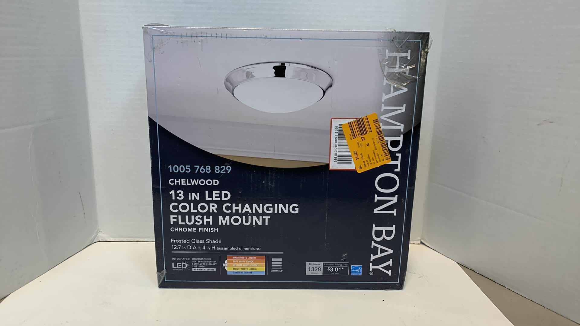 Photo 1 of HAMPTON BAY CHELWOOD 13” LED COLOR CHANGING FLUSH MOUNT CHROME FINISH 1005 768 829