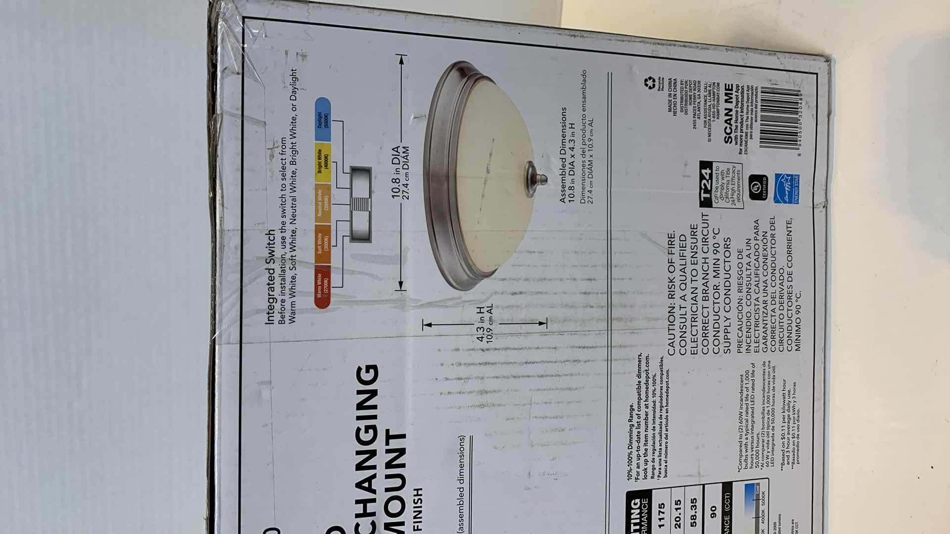 Photo 2 of HAMPTON BAY CLIFTON 11” LED COLOR CHANGING FLUSH MOUNT BRUSHED NICKEL FINISH 1005 758 010