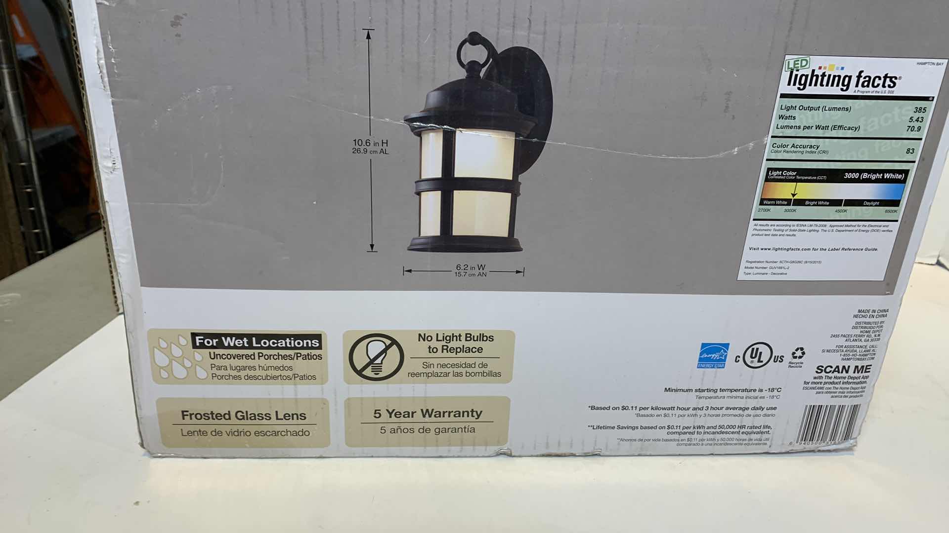 Photo 2 of HAMPTON BAY 2 PACK EXTERIOR LED WALL LANTERN BRONZE FINISH 1001 606 561