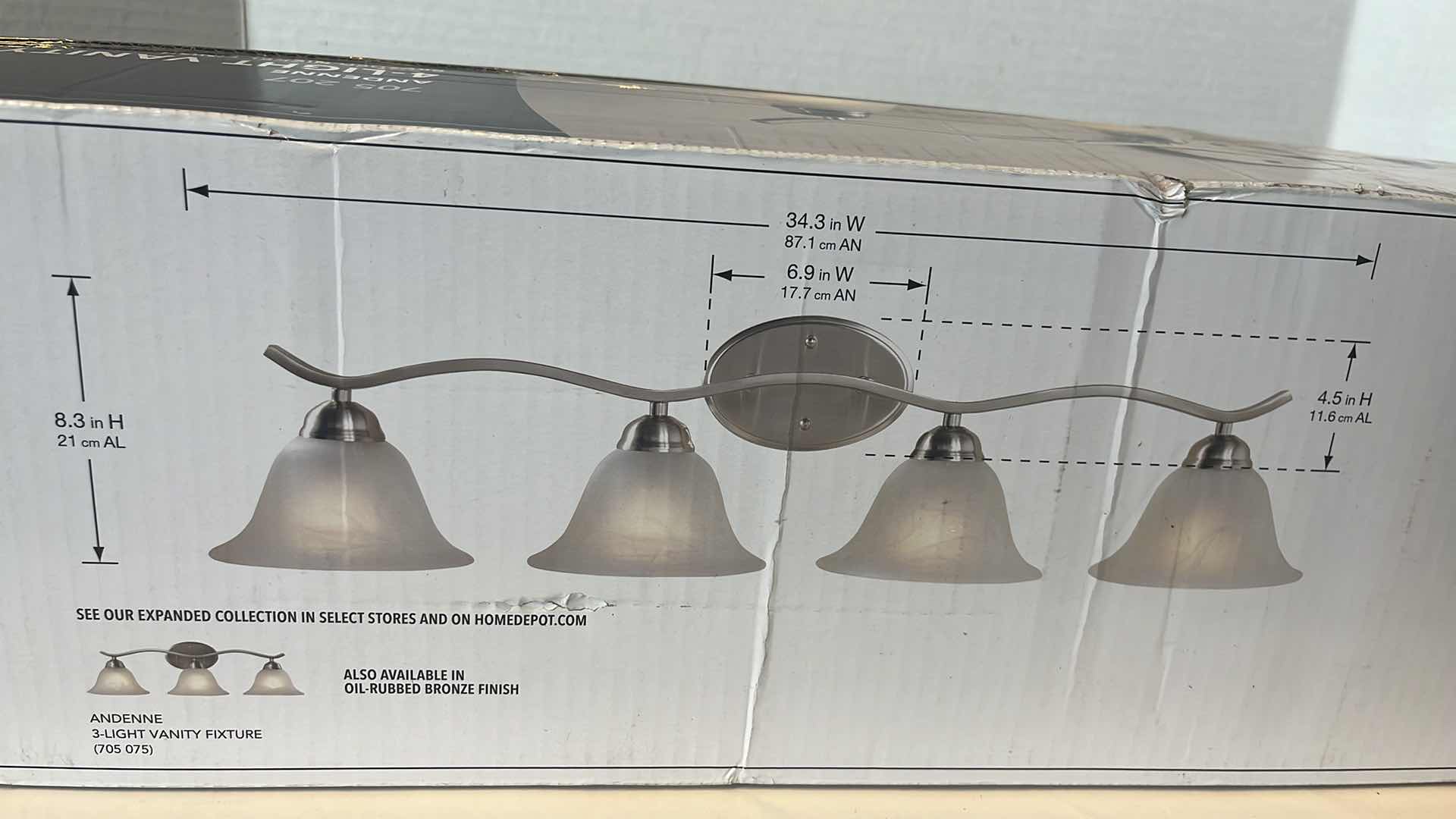 Photo 2 of HAMPTON BAY ANDENNE 4-LIGHT VANITY FIXTURE BRUSHED NICKEL FINISH 705 207