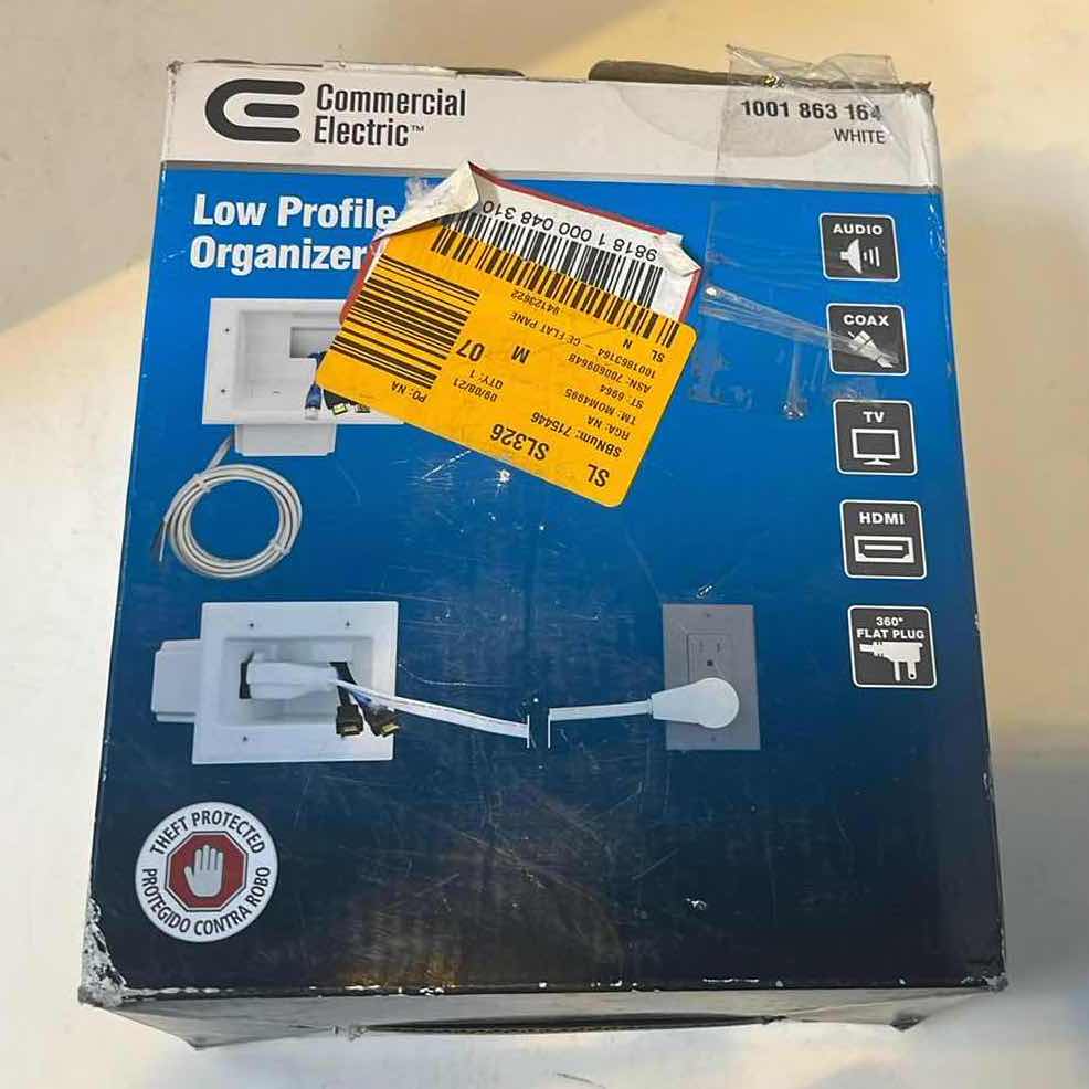 Photo 1 of COMMERCIAL ELECTRIC LOW PROFILE TV CABLE ORGANIZER KIT 1001 863 164 WHITE