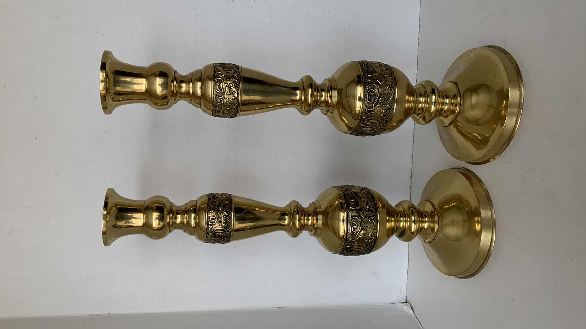 Photo 1 of SET OF VINTAGE BRASS CANDLSTICK HOLDERS 20” TALL