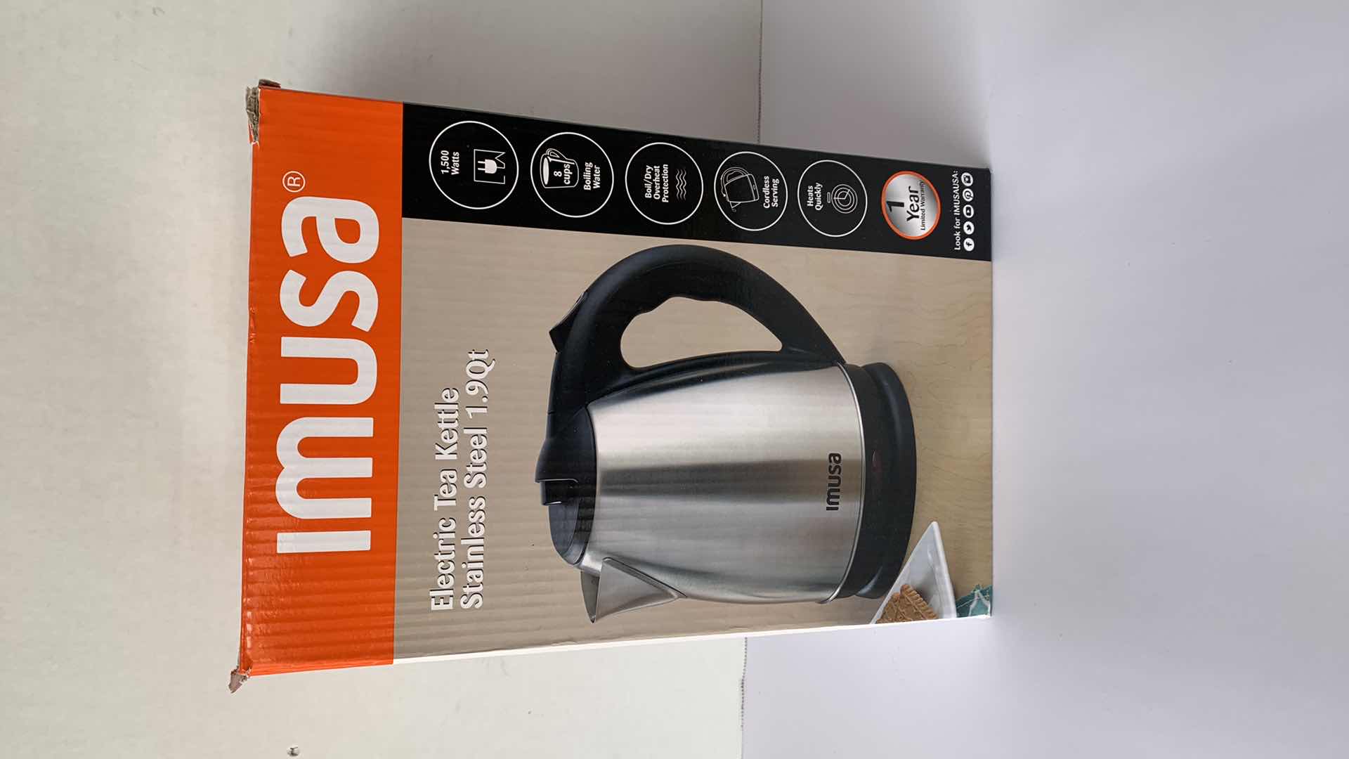 Photo 1 of IMUSA ELECTRIC TEA KETTLE STAINLESS STEEL 1.9 QT