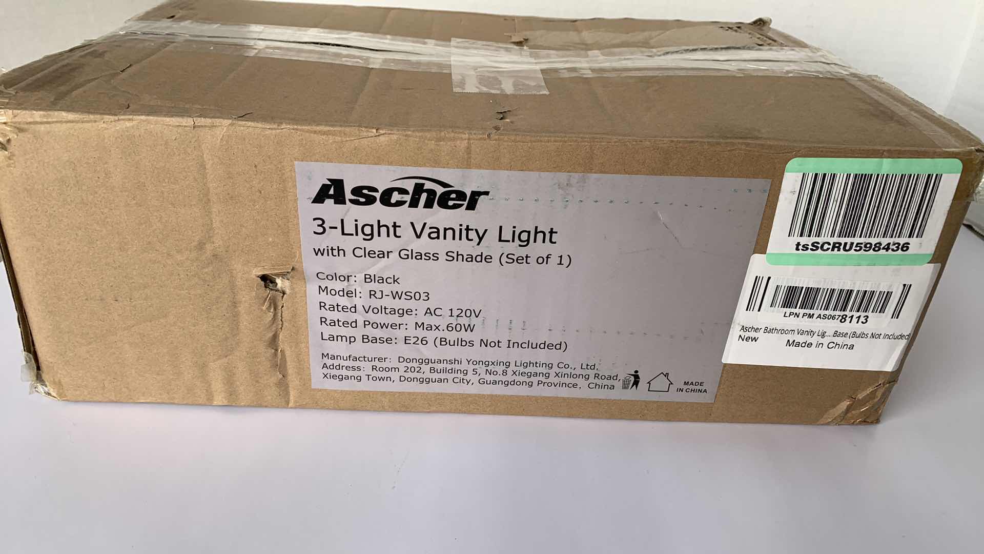 Photo 3 of ASCHER THREE LIGHT VANITY LIGHT BLACK FINISH RJ-WS03