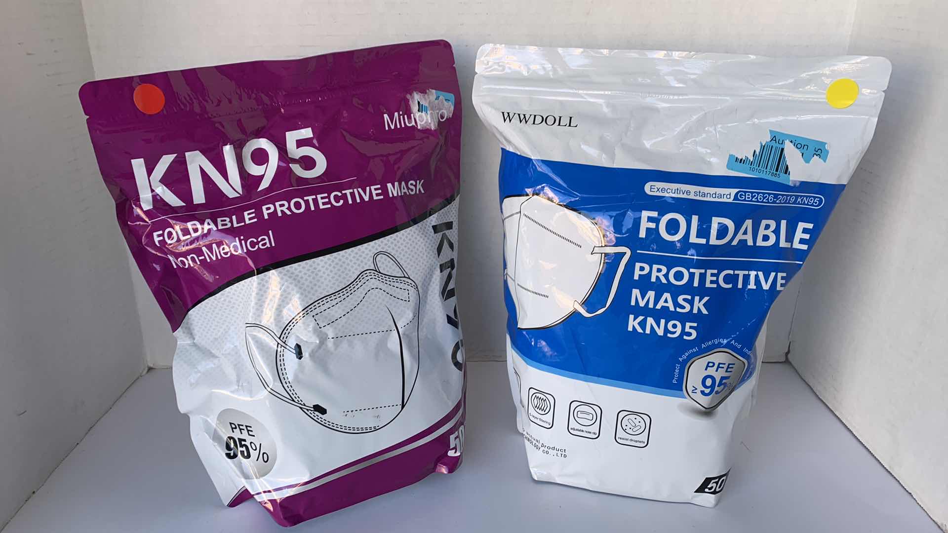 Photo 1 of TWO KN95 PROTECTIVE MASKS 100 COUNT