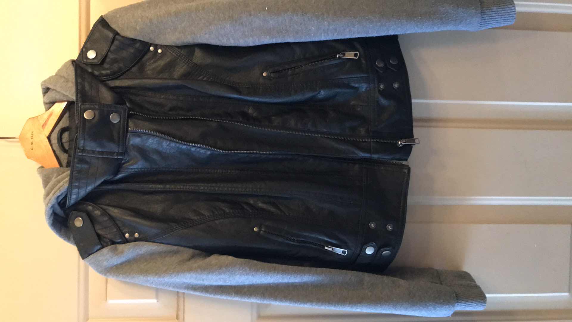 Photo 1 of LEATHER/COTTON BIKER JACKET FOR WOMEN WITH HOODY