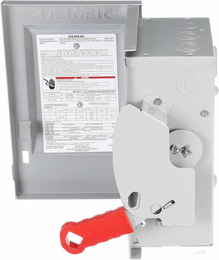 Photo 4 of SIEMENS HNF361 30-AMP 3 POLE 600-VOLT 3 WIRE NON-FUSED HEAVY DUTY SAFETY SWITCHES
