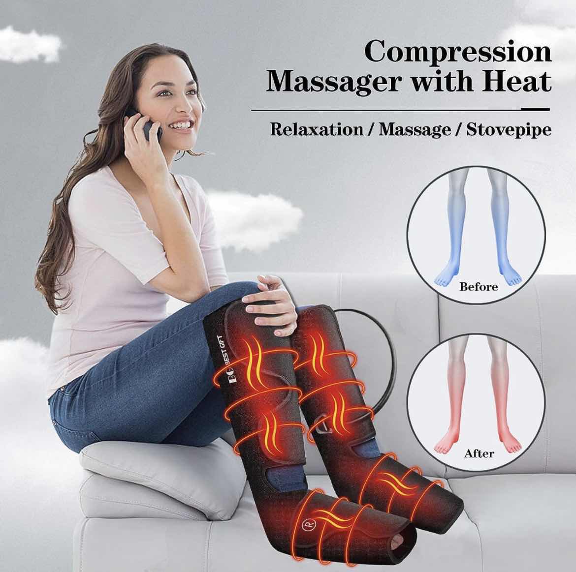 Photo 2 of FOOT AND LEG MASSAGER WITH HEAT, BEST GIFTS FOR MOM, DAD, WOMEN, MEN AND ELDER, FOOT AND LEG AIR COMPRESSION MASSAGER FOR MUSCLE FATIGUE